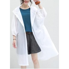 Chic blue Cotton outwear for women hooded tunic summer cardigan