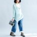 new light blue warm woolen sweater oversized casual v neck knit tops