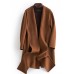 fine plus size long sleeve outwear brown pockets Woolen Coats Women