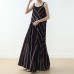 Summer New Sling Large Chiffon Black Striped Jumpsuit