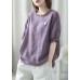 Art Purple Loose Asymmetrical Design Fall Half Sleeve Top